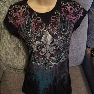 Elegant Black and Purple Graphic Tee